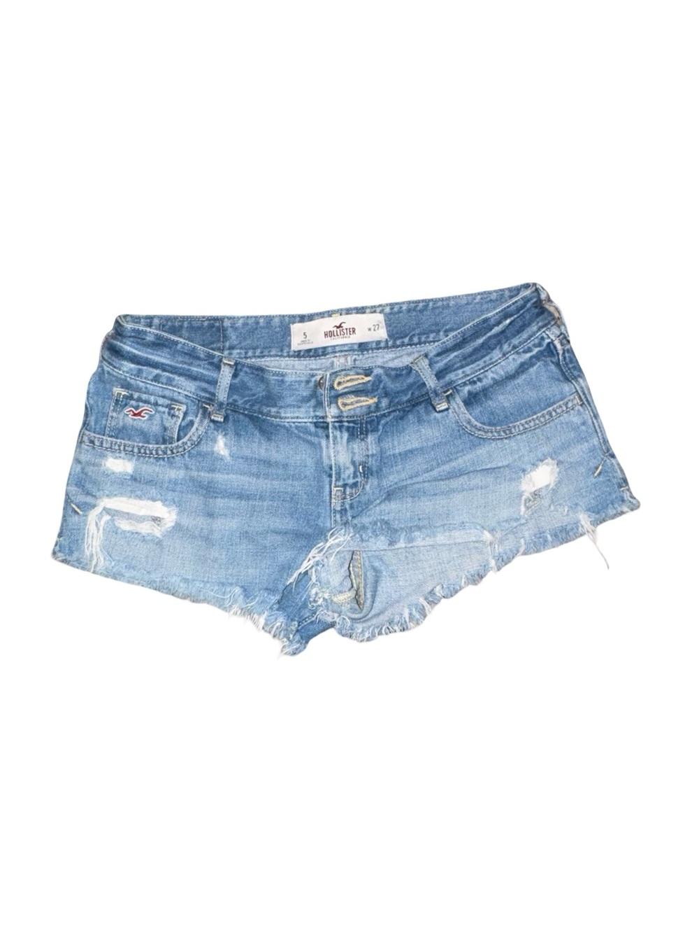 Y2k Hollister Low Rise‎ distressed  Micro Shorts w/logo size 5